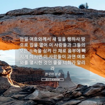Picture 05 - 민수기 16:30 KOR - 만일 여호와께서 새 일을 행하사 - Bible Verse Picture