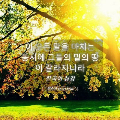 Picture 05 - 민수기 16:31 KOR - 이 모든 말을 마치는 동시에 그들의 - Bible Verse Picture