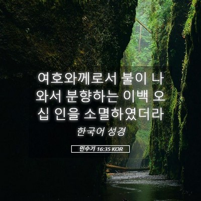 Picture 05 - 민수기 16:35 KOR - 여호와께로서 불이 나와서 분향하는 - Bible Verse Picture