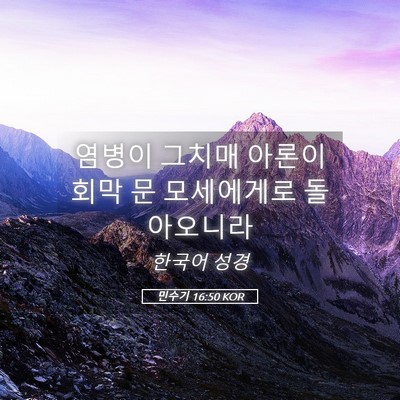 Picture 05 - 민수기 16:50 KOR - 염병이 그치매 아론이 회막 문 - Bible Verse Picture