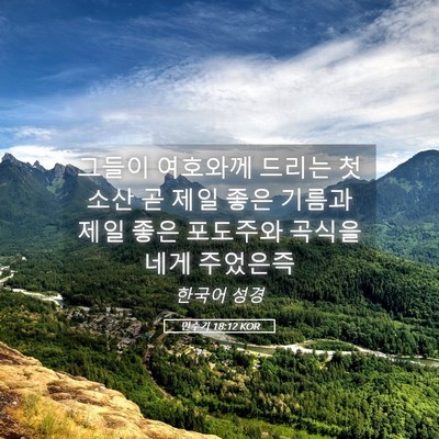 Picture 05 - 민수기 18:12 KOR - 그들이 여호와께 드리는 첫 소산 곧 - Bible Verse Picture