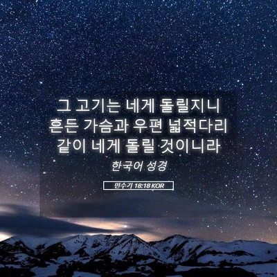 Picture 05 - 민수기 18:18 KOR - 그 고기는 네게 돌릴지니 흔든 - Bible Verse Picture