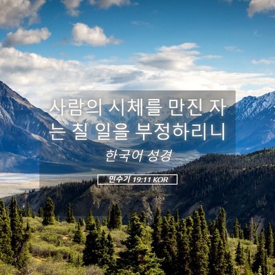 Picture 05 - 민수기 19:11 KOR - 사람의 시체를 만진 자는 칠 일을 - Bible Verse Picture