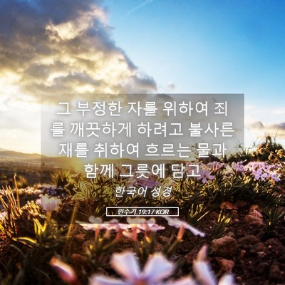 Picture 05 - 민수기 19:17 KOR - 그 부정한 자를 위하여 죄를 - Bible Verse Picture