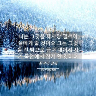 Picture 05 - 민수기 19:3 KOR - 너는 그것을 제사장 엘르아살에게 줄 - Bible Verse Picture
