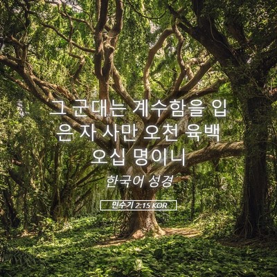 Picture 05 - 민수기 2:15 KOR - 그 군대는 계수함을 입은 자 사만 - Bible Verse Picture
