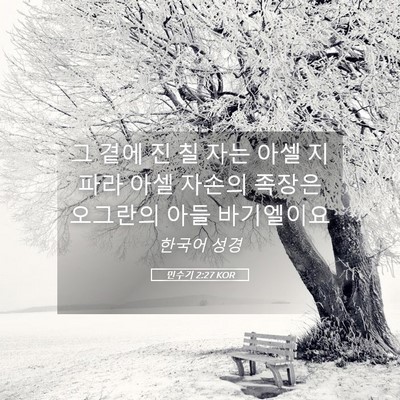 Picture 05 - 민수기 2:27 KOR - 그 곁에 진 칠 자는 아셀 지파라 아셀 - Bible Verse Picture
