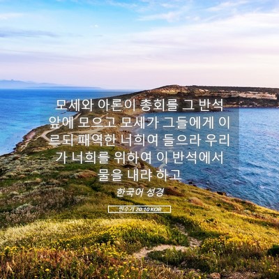 Picture 05 - 민수기 20:10 KOR - 모세와 아론이 총회를 그 반석 앞에 - Bible Verse Picture