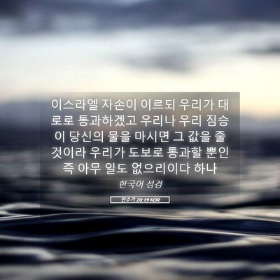 Picture 05 - 민수기 20:19 KOR - 이스라엘 자손이 이르되 우리가 - Bible Verse Picture