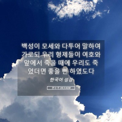 Picture 05 - 민수기 20:3 KOR - 백성이 모세와 다투어 말하여 가로되 - Bible Verse Picture
