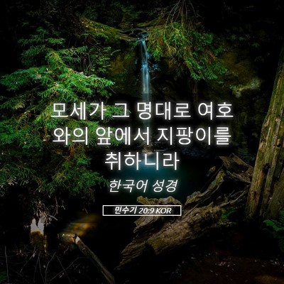 Picture 05 - 민수기 20:9 KOR - 모세가 그 명대로 여호와의 앞에서 - Bible Verse Picture