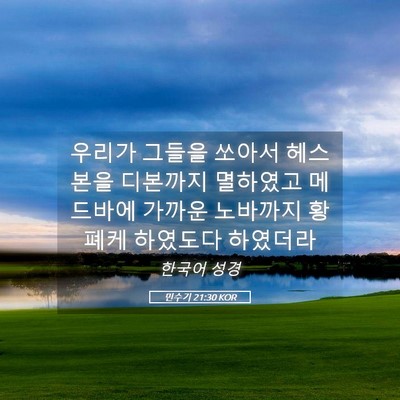 Picture 05 - 민수기 21:30 KOR - 우리가 그들을 쏘아서 헤스본을 - Bible Verse Picture