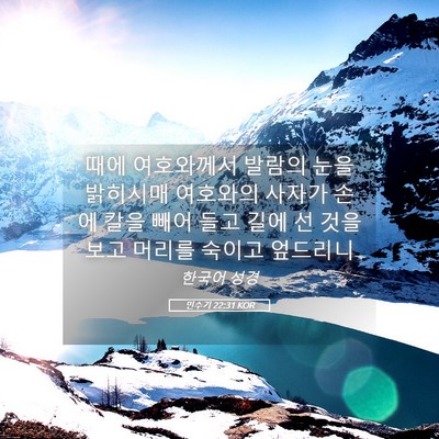 Picture 05 - 민수기 22:31 KOR - 때에 여호와께서 발람의 눈을 - Bible Verse Picture