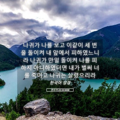 Picture 05 - 민수기 22:33 KOR - 나귀가 나를 보고 이같이 세 번을 - Bible Verse Picture