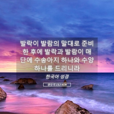 Picture 05 - 민수기 23:2 KOR - 발락이 발람의 말대로 준비한 후에 - Bible Verse Picture