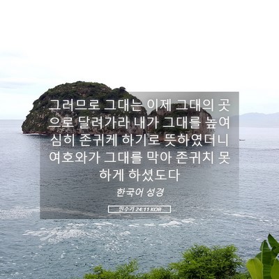 Picture 05 - 민수기 24:11 KOR - 그러므로 그대는 이제 그대의 곳으로 - Bible Verse Picture