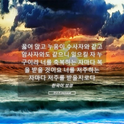 Picture 05 - 민수기 24:9 KOR - 꿇어 앉고 누움이 수사자와 같고 - Bible Verse Picture