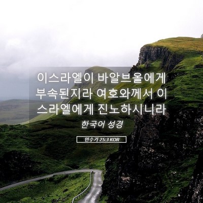 Picture 05 - 민수기 25:3 KOR - 이스라엘이 바알브올에게 - Bible Verse Picture