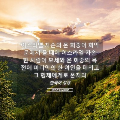 Picture 05 - 민수기 25:6 KOR - 이스라엘 자손의 온 회중이 회막 - Bible Verse Picture