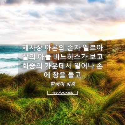 Picture 05 - 민수기 25:7 KOR - 제사장 아론의 손자 엘르아살의 아들 - Bible Verse Picture