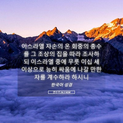 Picture 05 - 민수기 26:2 KOR - 이스라엘 자손의 온 회중의 총수를 - Bible Verse Picture