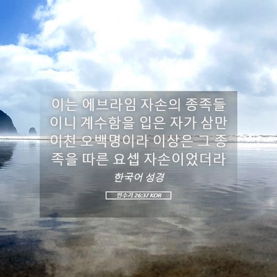 Picture 05 - 민수기 26:37 KOR - 이는 에브라임 자손의 종족들이니 - Bible Verse Picture