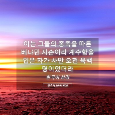 Picture 05 - 민수기 26:41 KOR - 이는 그들의 종족을 따른 베냐민 - Bible Verse Picture