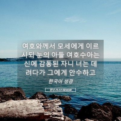Picture 05 - 민수기 27:18 KOR - 여호와께서 모세에게 이르시되 눈의 - Bible Verse Picture
