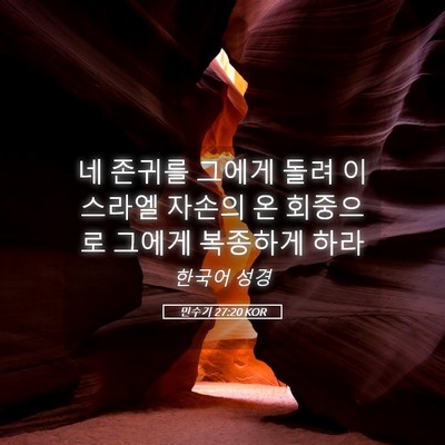 Picture 05 - 민수기 27:20 KOR - 네 존귀를 그에게 돌려 이스라엘 - Bible Verse Picture