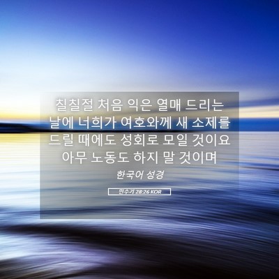 Picture 05 - 민수기 28:26 KOR - 칠칠절 처음 익은 열매 드리는 날에 - Bible Verse Picture