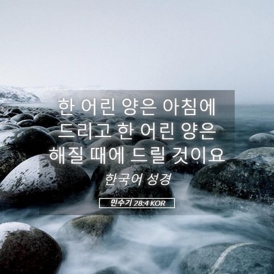 Picture 05 - 민수기 28:4 KOR - 한 어린 양은 아침에 드리고 한 어린 - Bible Verse Picture