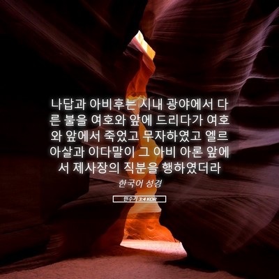 Picture 05 - 민수기 3:4 KOR - 나답과 아비후는 시내 광야에서 다른 - Bible Verse Picture
