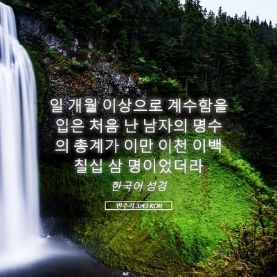 Picture 05 - 민수기 3:43 KOR - 일 개월 이상으로 계수함을 입은 - Bible Verse Picture