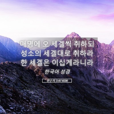 Picture 05 - 민수기 3:47 KOR - 매명에 오 세겔씩 취하되 성소의 - Bible Verse Picture