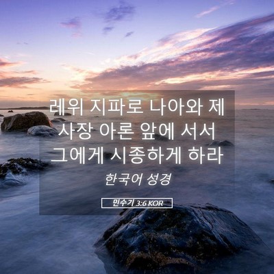 Picture 05 - 민수기 3:6 KOR - 레위 지파로 나아와 제사장 아론 - Bible Verse Picture