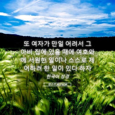 Picture 05 - 민수기 30:3 KOR - 또 여자가 만일 어려서 그 아비 집에 - Bible Verse Picture