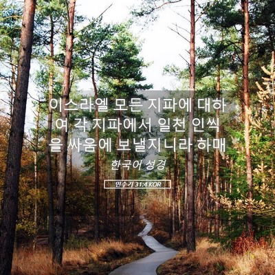 Picture 05 - 민수기 31:4 KOR - 이스라엘 모든 지파에 대하여 각 - Bible Verse Picture