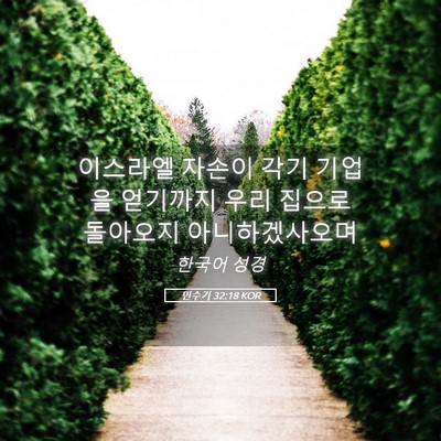 Picture 05 - 민수기 32:18 KOR - 이스라엘 자손이 각기 기업을 - Bible Verse Picture
