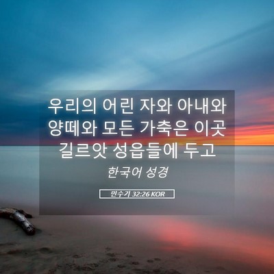 Picture 05 - 민수기 32:26 KOR - 우리의 어린 자와 아내와 양떼와 - Bible Verse Picture