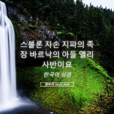 Picture 05 - 민수기 34:25 KOR - 스블론 자손 지파의 족장 바르낙의 - Bible Verse Picture