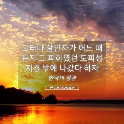 Picture 05 - 민수기 35:26 KOR - 그러나 살인자가 어느 때든지 그 - Bible Verse Picture