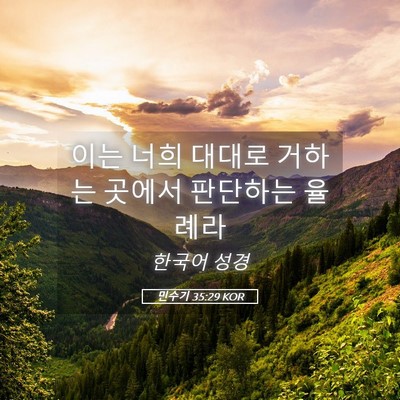 Picture 05 - 민수기 35:29 KOR - 이는 너희 대대로 거하는 곳에서 - Bible Verse Picture