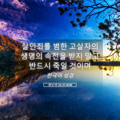 Picture 05 - 민수기 35:31 KOR - 살인죄를 범한 고살자의 생명의 - Bible Verse Picture
