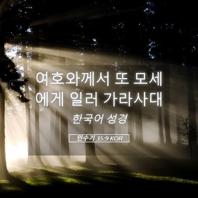 Picture 05 - 민수기 35:9 KOR - 여호와께서 또 모세에게 일러 - Bible Verse Picture