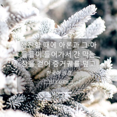 Picture 05 - 민수기 4:5 KOR - 행진할 때에 아론과 그 아들들이 - Bible Verse Picture
