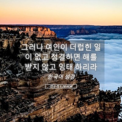 Picture 05 - 민수기 5:28 KOR - 그러나 여인이 더럽힌 일이 없고 - Bible Verse Picture