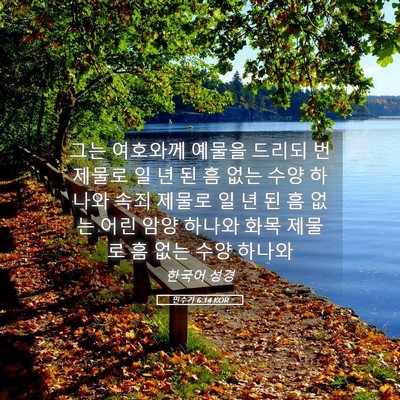Picture 05 - 민수기 6:14 KOR - 그는 여호와께 예물을 드리되 - Bible Verse Picture