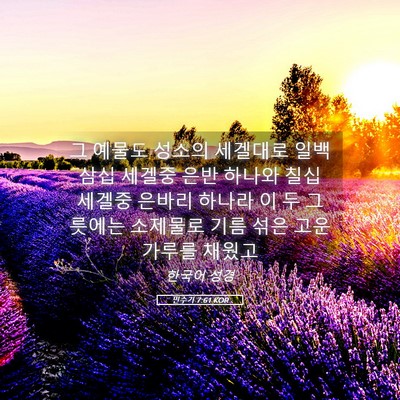 Picture 05 - 민수기 7:61 KOR - 그 예물도 성소의 세겔대로 일백 - Bible Verse Picture
