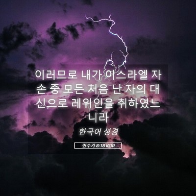 Picture 05 - 민수기 8:18 KOR - 이러므로 내가 이스라엘 자손 중 - Bible Verse Picture
