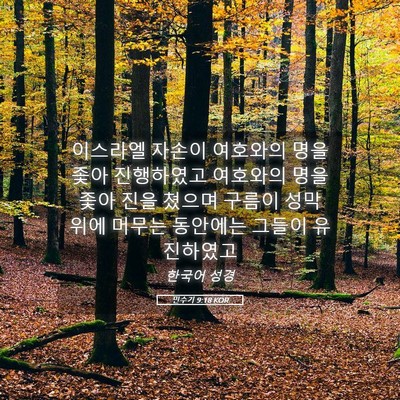 Picture 05 - 민수기 9:18 KOR - 이스라엘 자손이 여호와의 명을 좇아 - Bible Verse Picture